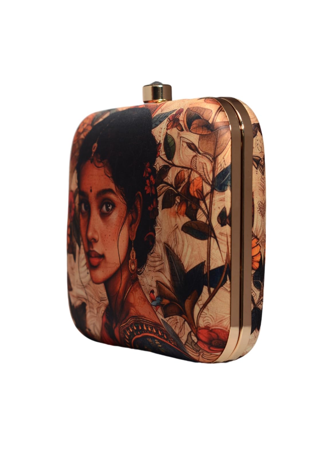 Desi Girl Portrait Printed Clutch