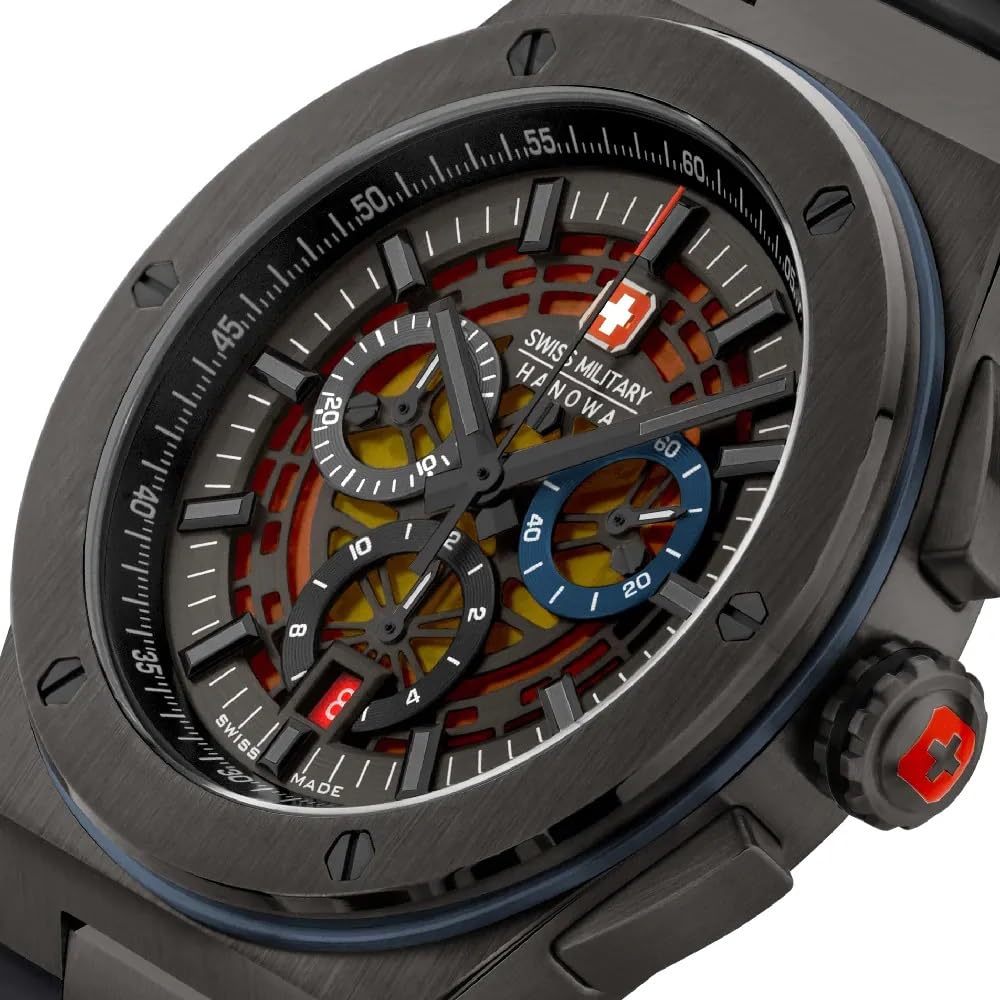 Swiss Military by Chrono Silicone Hanowa Analog Grey Dial Men's Watch-Smwgo0000940