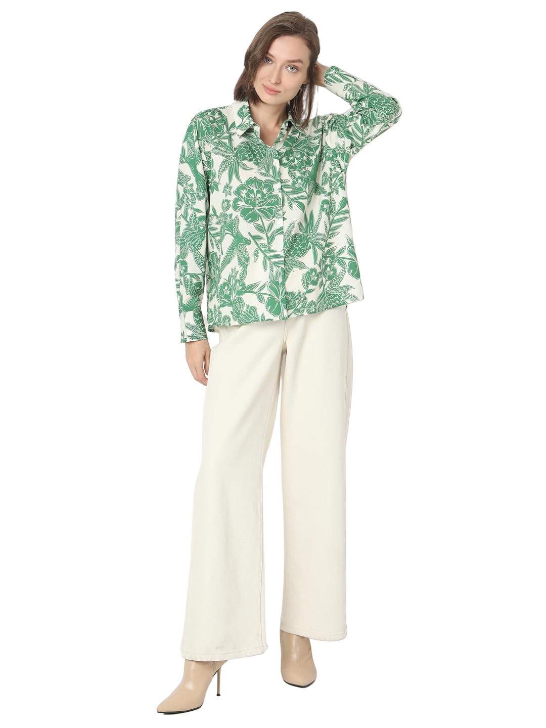 VERO MODA Women's Regular Fit Green Shirt