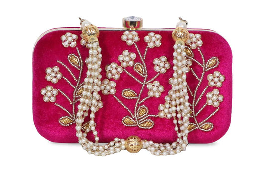 DUCHESS Women's Clutch (Gold) (Fuchsia)