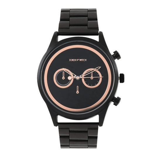 Joker & Witch Hudson 44mm Black Dial 22mm Gunmetal Stainless Steel Watch for Men