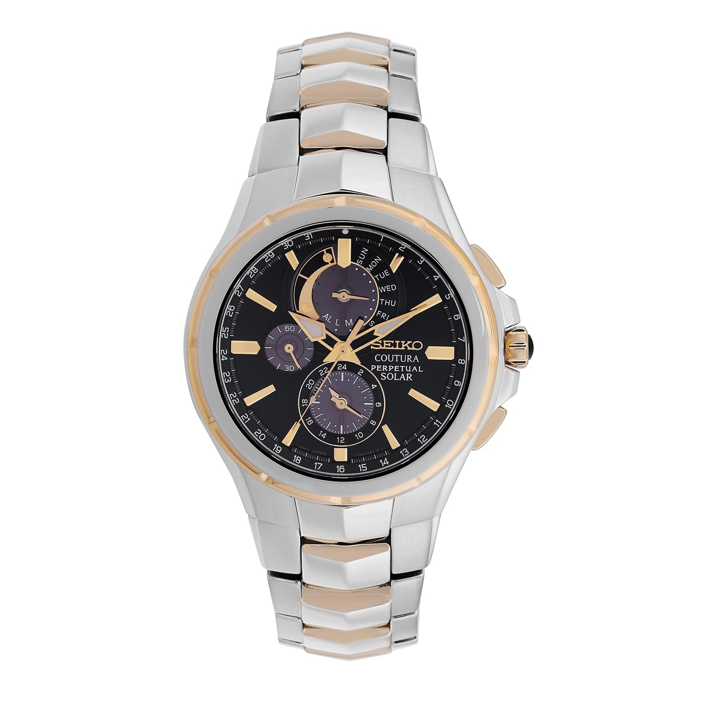 Seiko Stainless Steel Coutura Analog Black Dial Men Watch-Ssc764P1, Bandcolor-Silver