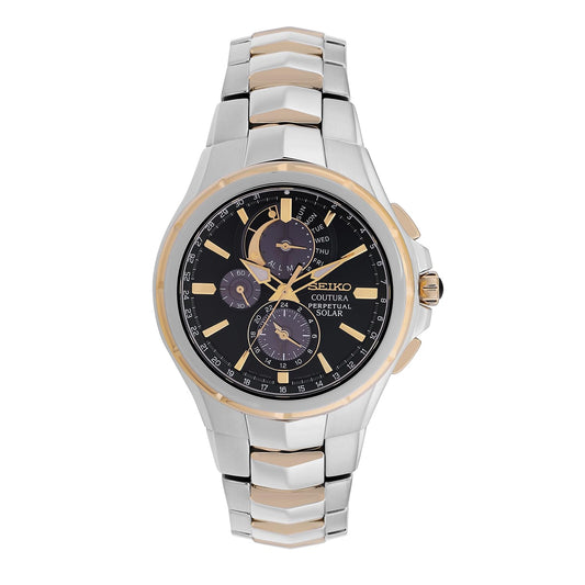 Seiko Stainless Steel Coutura Analog Black Dial Men Watch-Ssc764P1, Bandcolor-Silver