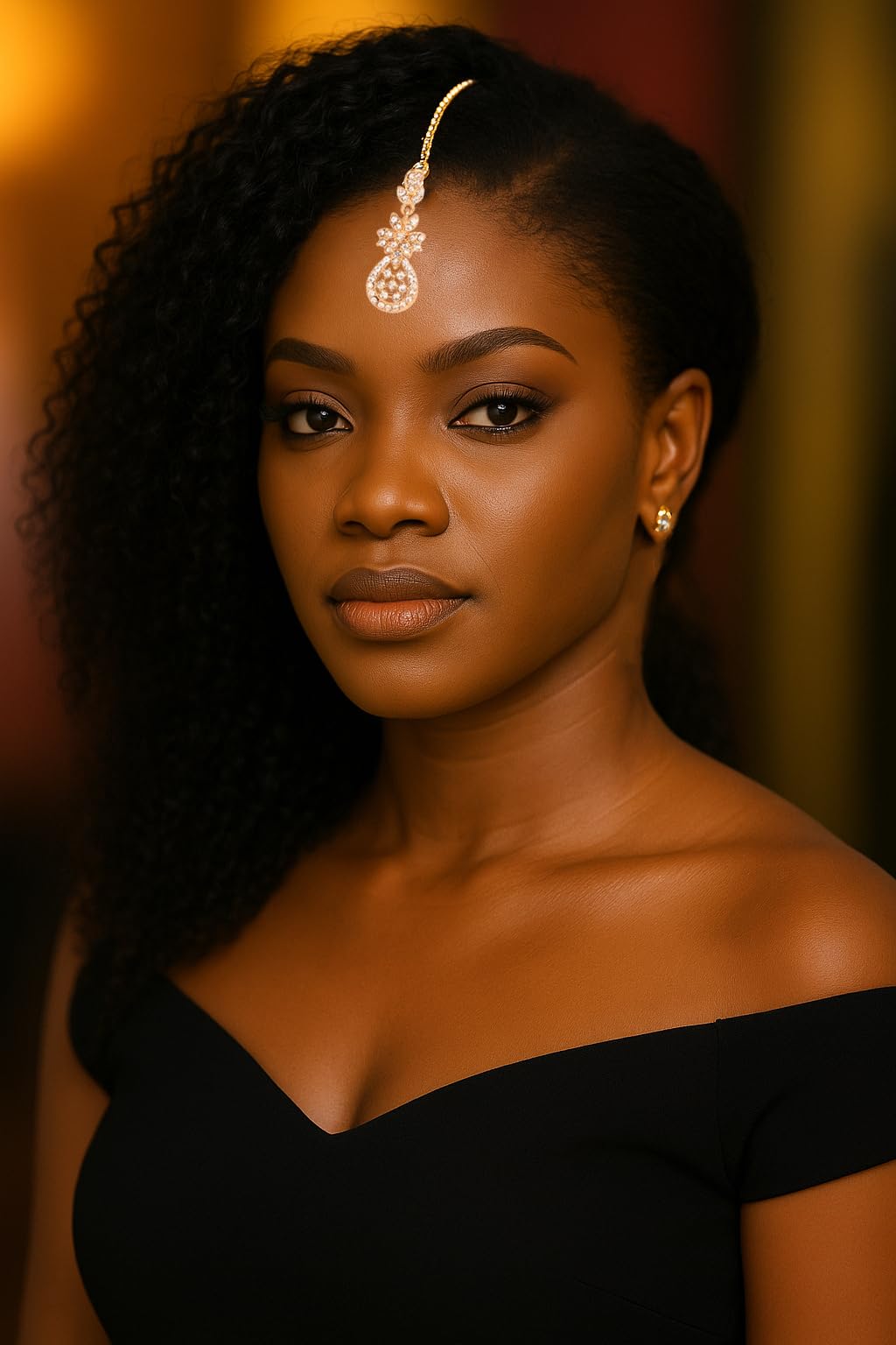 Touchstone Indian Bollywood Exemplary Floral Filigree Rhinestone Designer Jewelry Mangtika Head Accessory In Antique Gold Tone For Women.