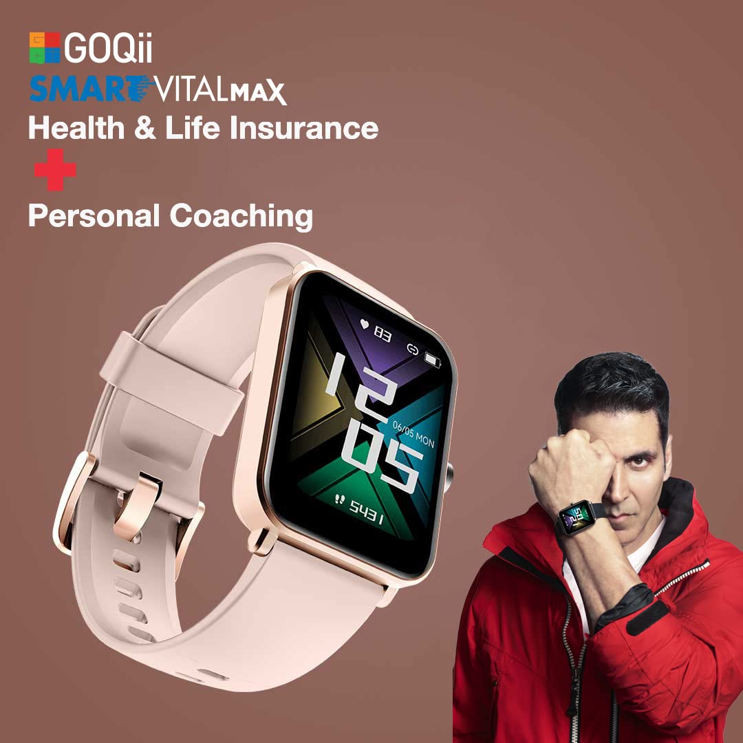 GOQii Insure+ 5 lakhs Health Insurance with Smart Vital Max (Pink) and 3 Months Personal Coaching