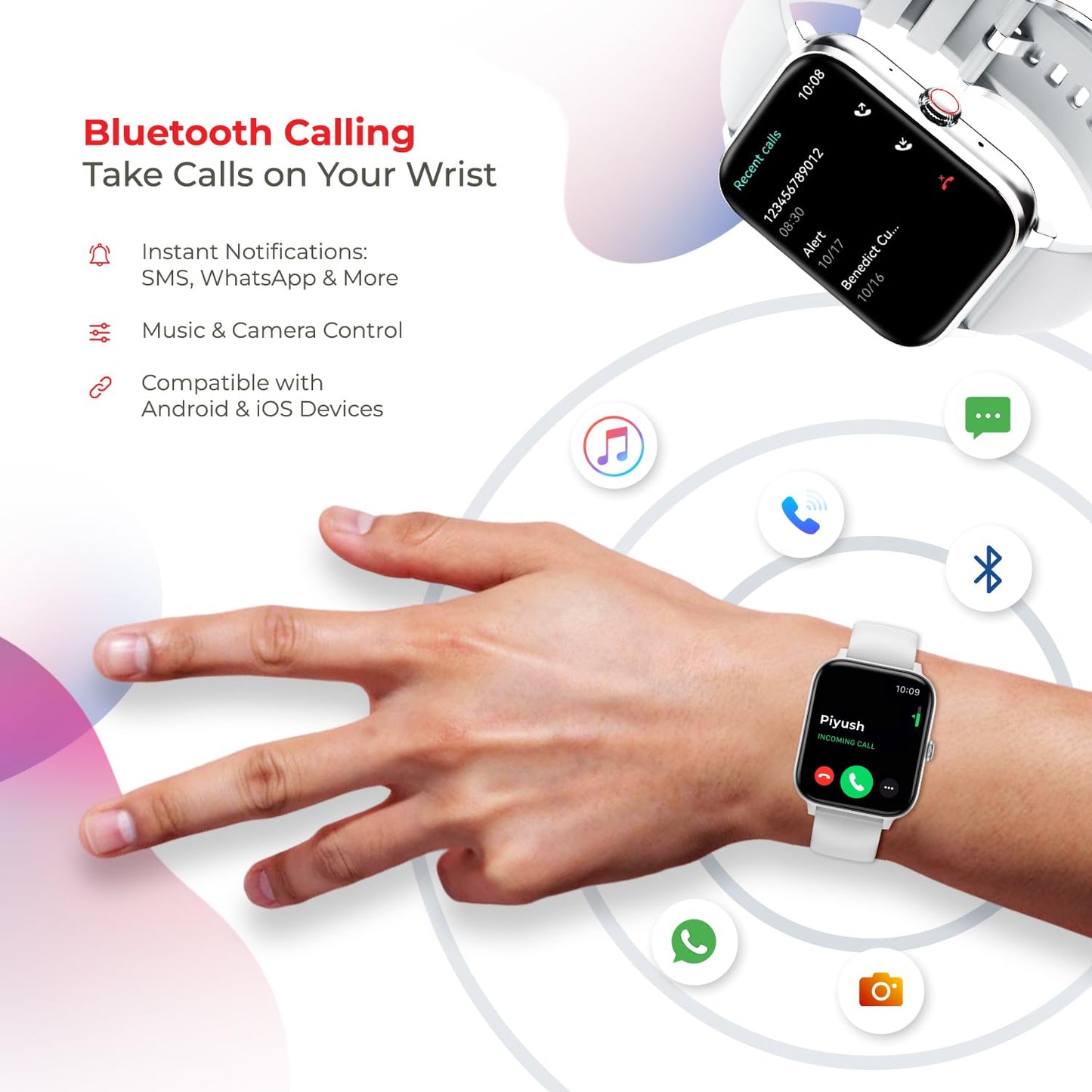 Nervfit Newly Launched Vibe Smartwatch with 1.85" LED Display | Bluetooth Calling | Waterproof | Heart Rate & SpO2 Tracking | Sleep & Stress Monitor | 5-Day Battery | Sports Modes (Cloud Grey)