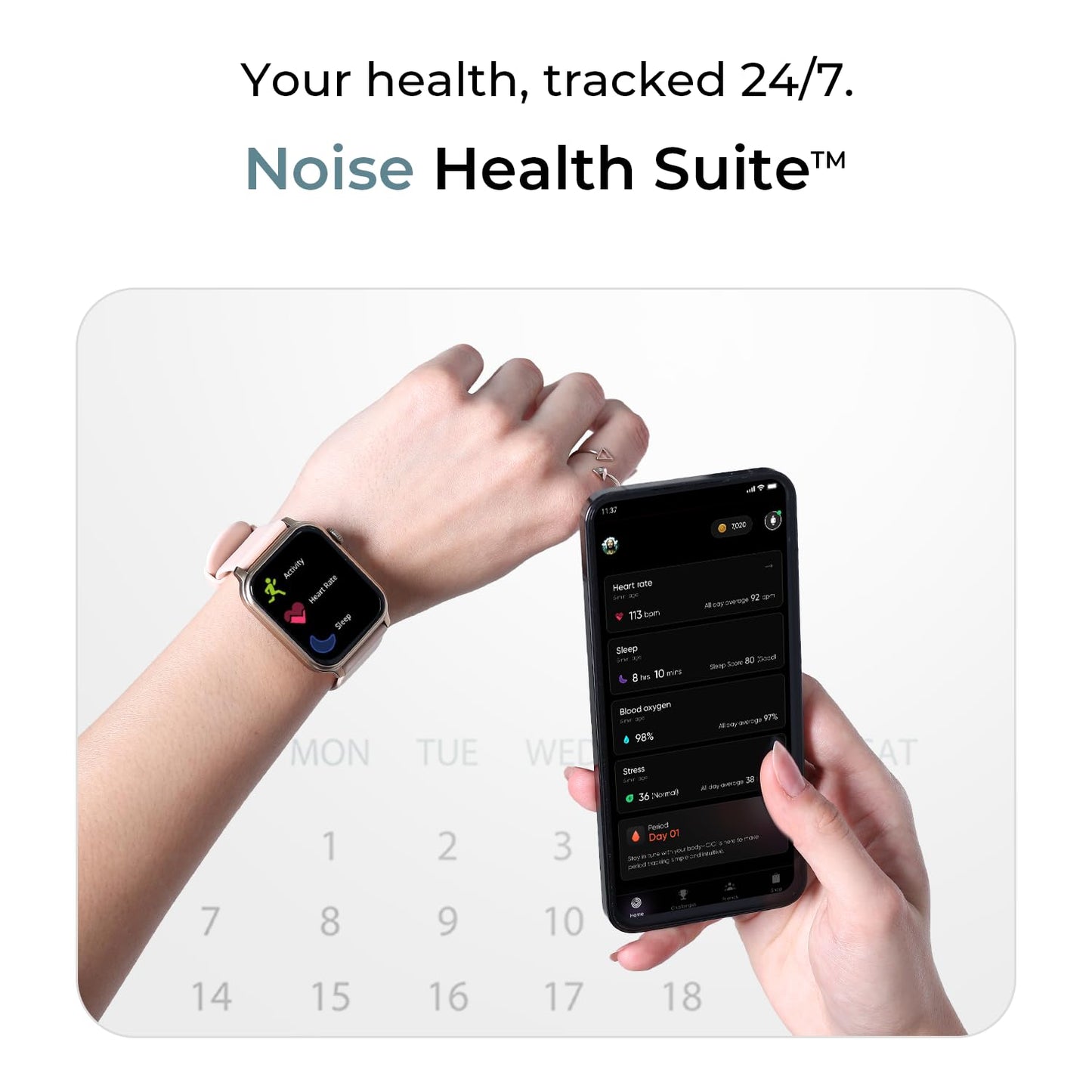 Noise Pulse Hyper Smart Watch with 21 Days Battery, 1.85" Display, AI Watch Faces, 100+ Sports Modes, Health Suite, SpO2 & Heart Rate Monitor, 1ATM Water Resistant(Jet Black)