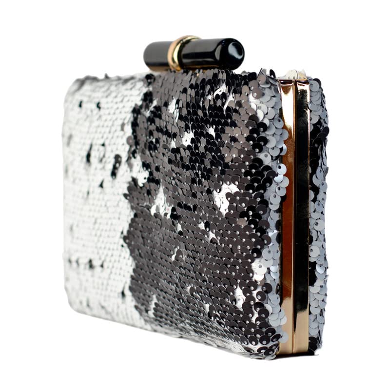 Half Silver And Black Clutch