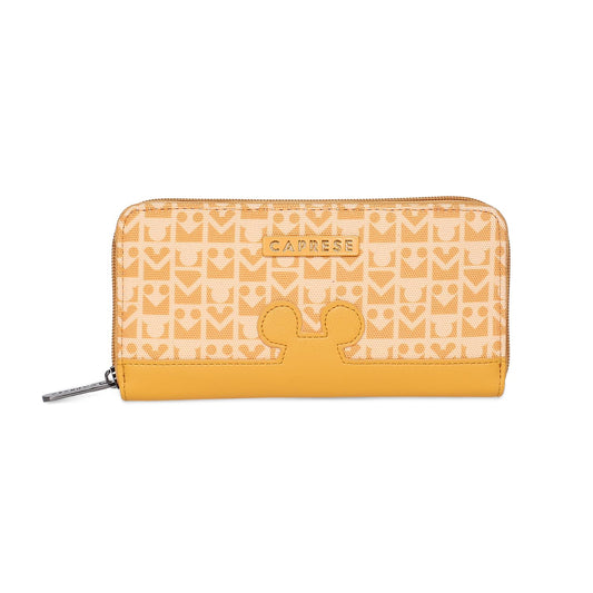 Caprese Women's PU Printed Pattern Aisha Wallet (Yellow, Medium)