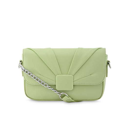 Fastrack Sling Bag for Women | Semi PU Handbag with Top Zipper & Button Flap Closure | Stylish Crossbody with Chain Sling Strap for Casual & Party Use