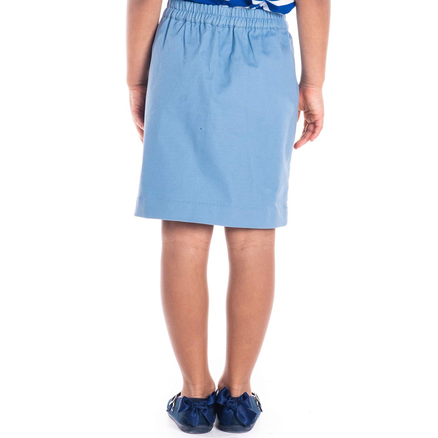 Cherry Crumble Blue Applique 100% Cotton Casual Wear Regular Fit Applique Summer Skirt for Girls