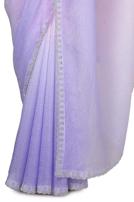 Soch Womens Lavender Tissue Ombre Saree With Stone Work