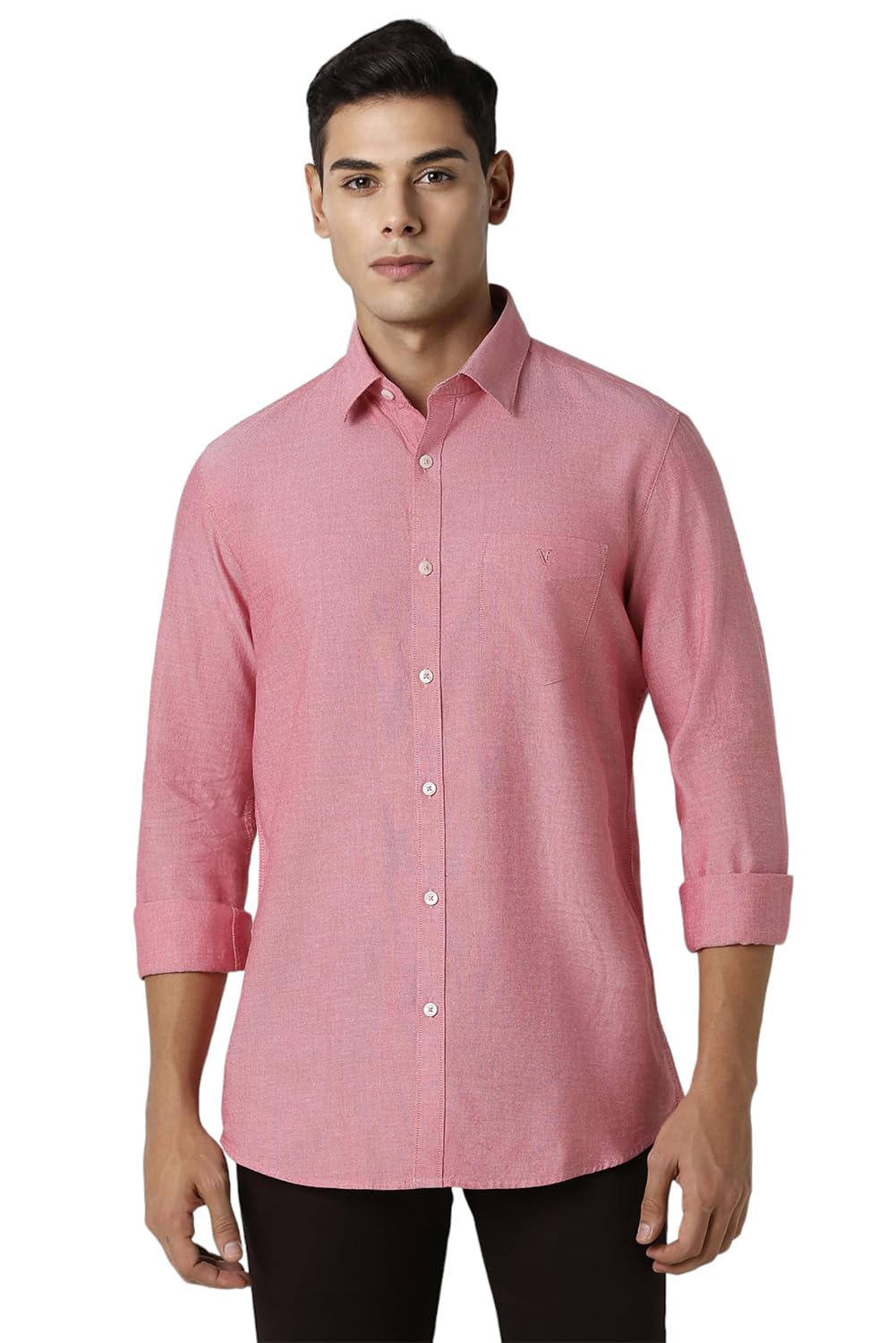 Van Heusen Cotton Men's Slim Fit Shirt (VSSFUSLFT90514_Red, 40