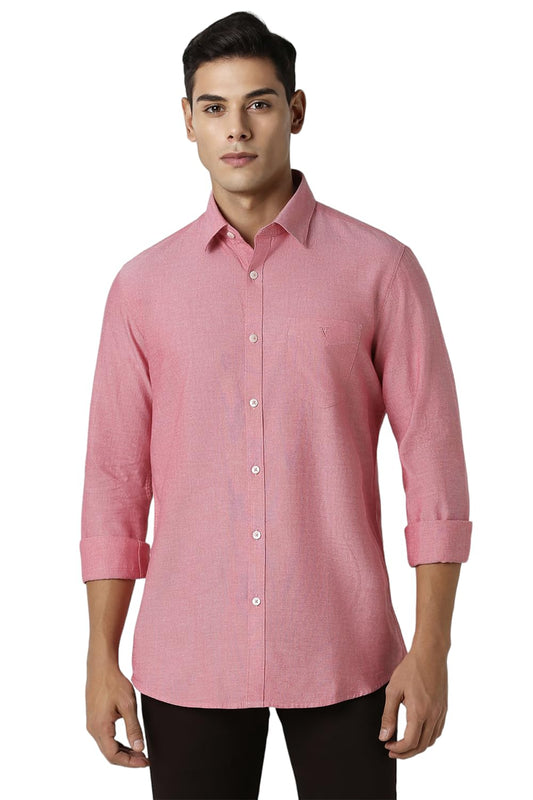 Van Heusen Cotton Men's Slim Fit Shirt (VSSFUSLFT90514_Red, 40