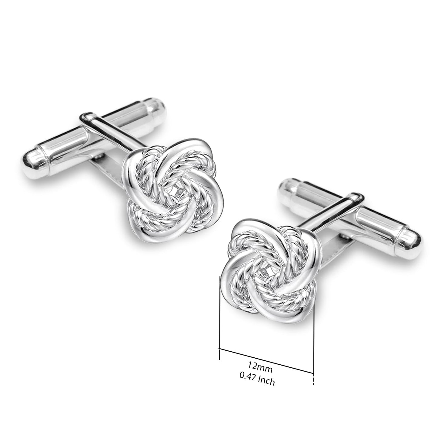 TRUESILVER ACPL Men's Silver Knot Cufflinks | BIS Hallmarked 925 Sterling Silver Double Love Knot Cufflinks | Knotted Silver Cuff-Links Wedding Gift for Men