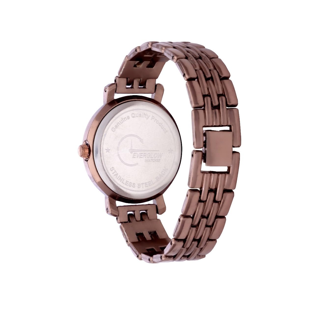 EVRGLOW Womens Analogue Stainless Steel Wrist Watches for Girls Women's Gift Watch with Roman Dial Rose Gold Colored Stylish Bracelet Strap Watch for Sister (MATT Brown)