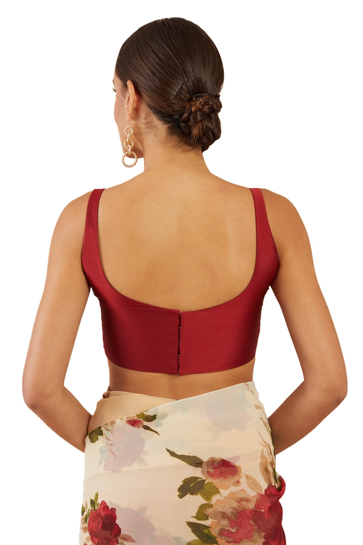 Soch Maroon Spaghetti Solid U-Neck Sleeveless Blouse - 36