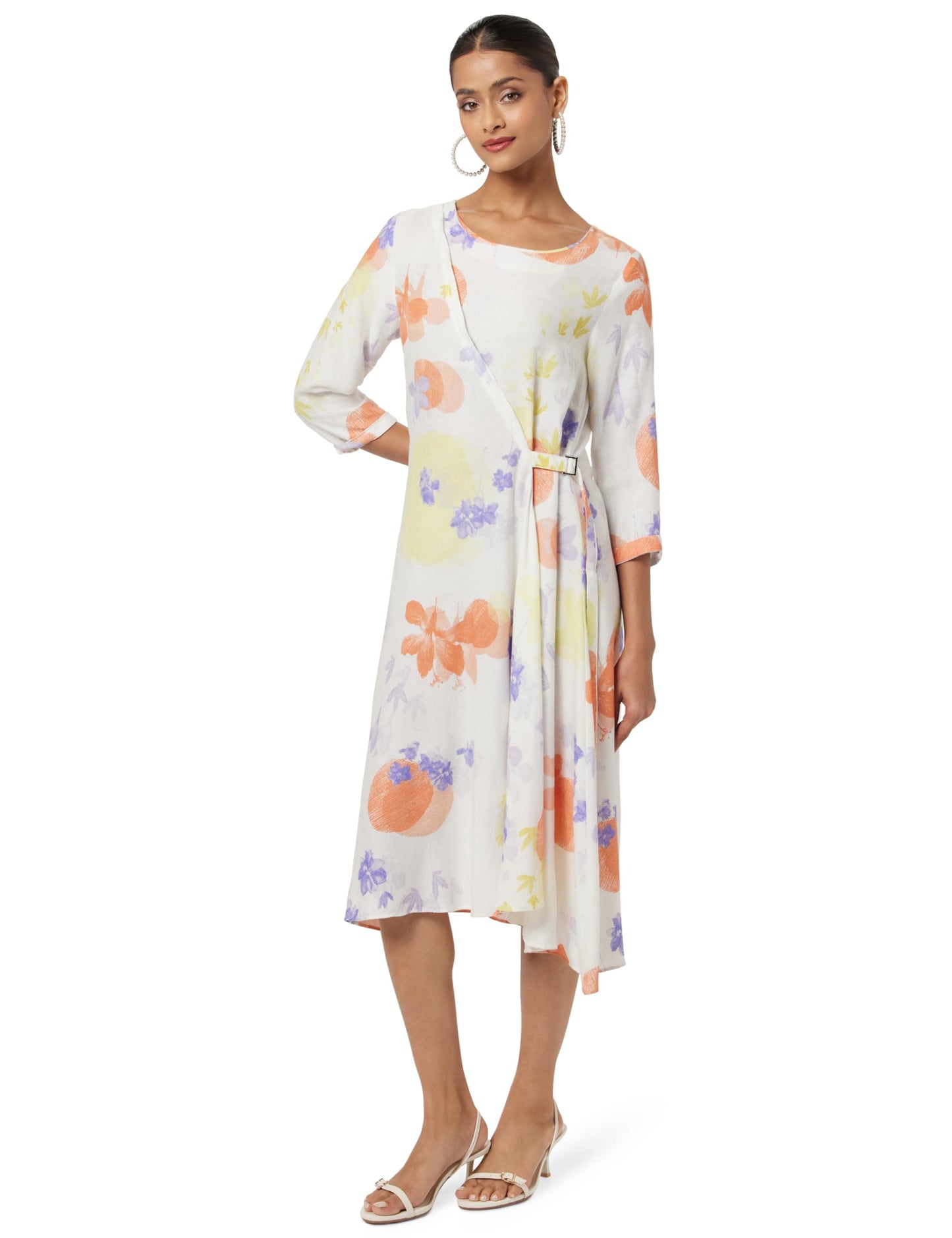 W for Woman Ecru Floral Printed Summer Wrap Dress_23FEW19337-121022_2XL