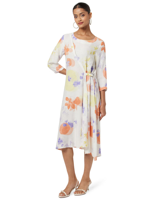 W for Woman Ecru Floral Printed Summer Wrap Dress_23FEW19337-121022_2XL