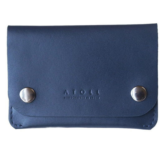 Atoll Leather Wallet for Men, Snap Button Closing, 3 Slots, Compact Credit Card Holder and Cash Compartment