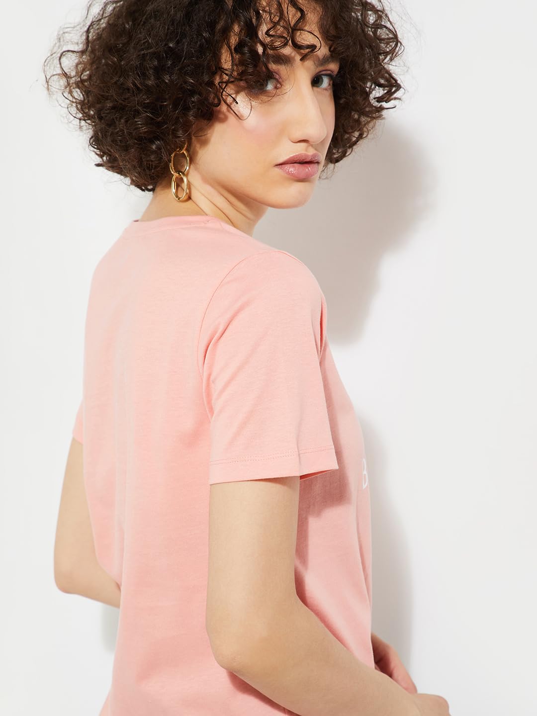 Max Urb_N Women's Graphic Printed Regular Fit T-Shirt (Sp24Ycpepp13Peach)_M