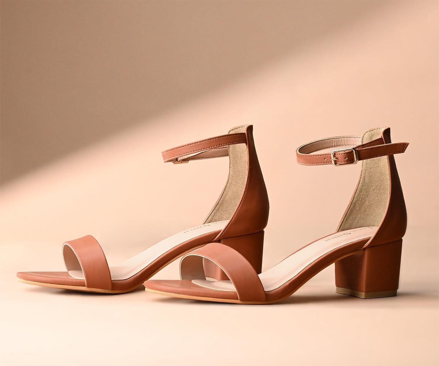 LOUIS STITCH Women’s Tan Block Heel Sandals | Comfortable Sandal for Ladies | LSOF-FI01-ACTN