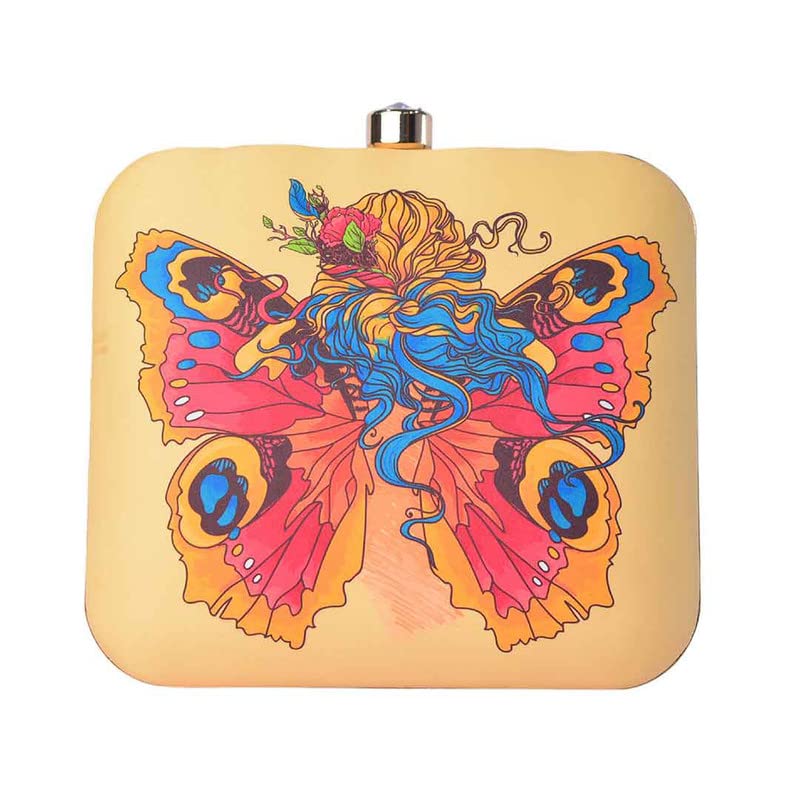 Artklim MultiColor Bright Butterfly Printed Clutch