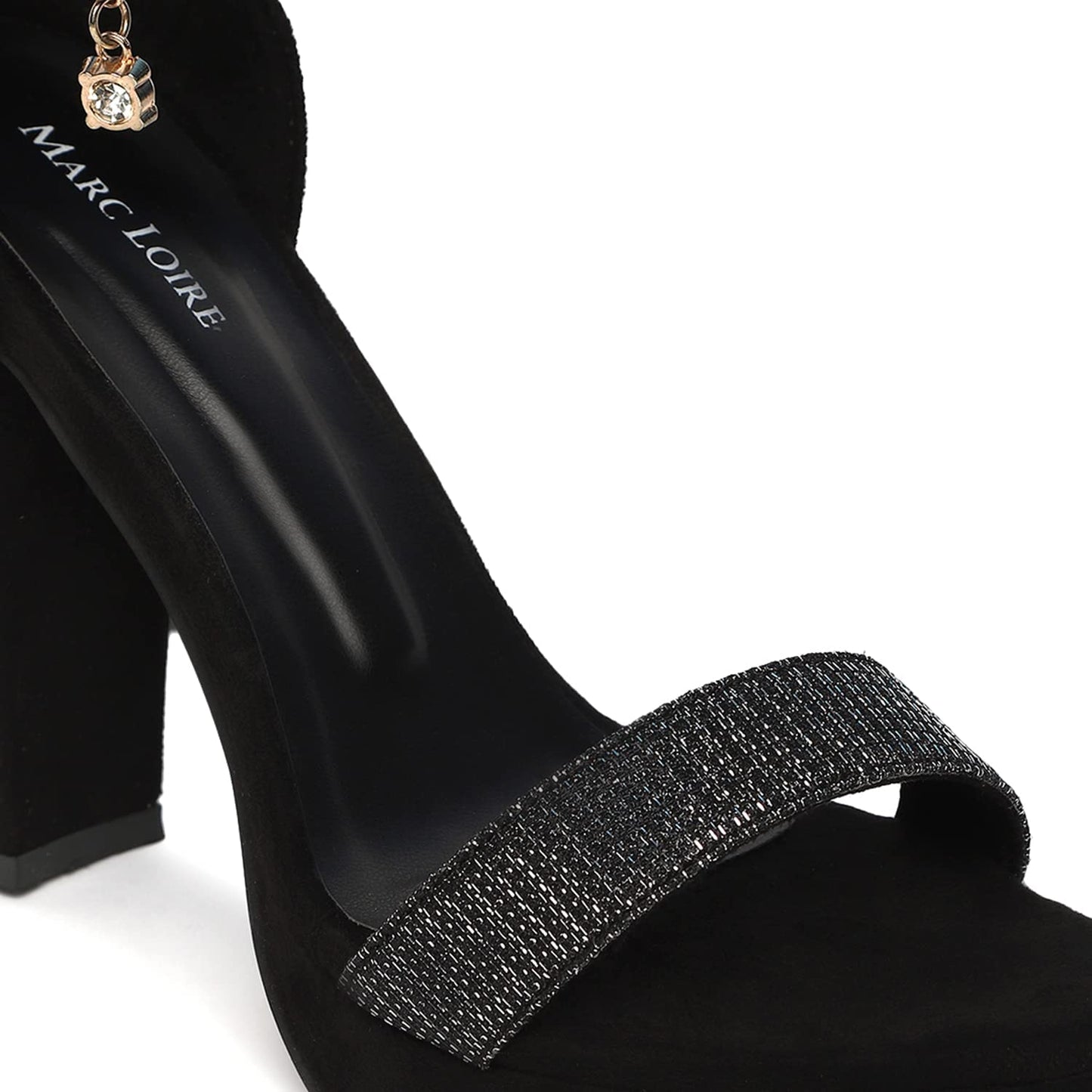 Marc Loire Women's Black High Heels Fashion Sandals for Party and Formal Occasions UK 6