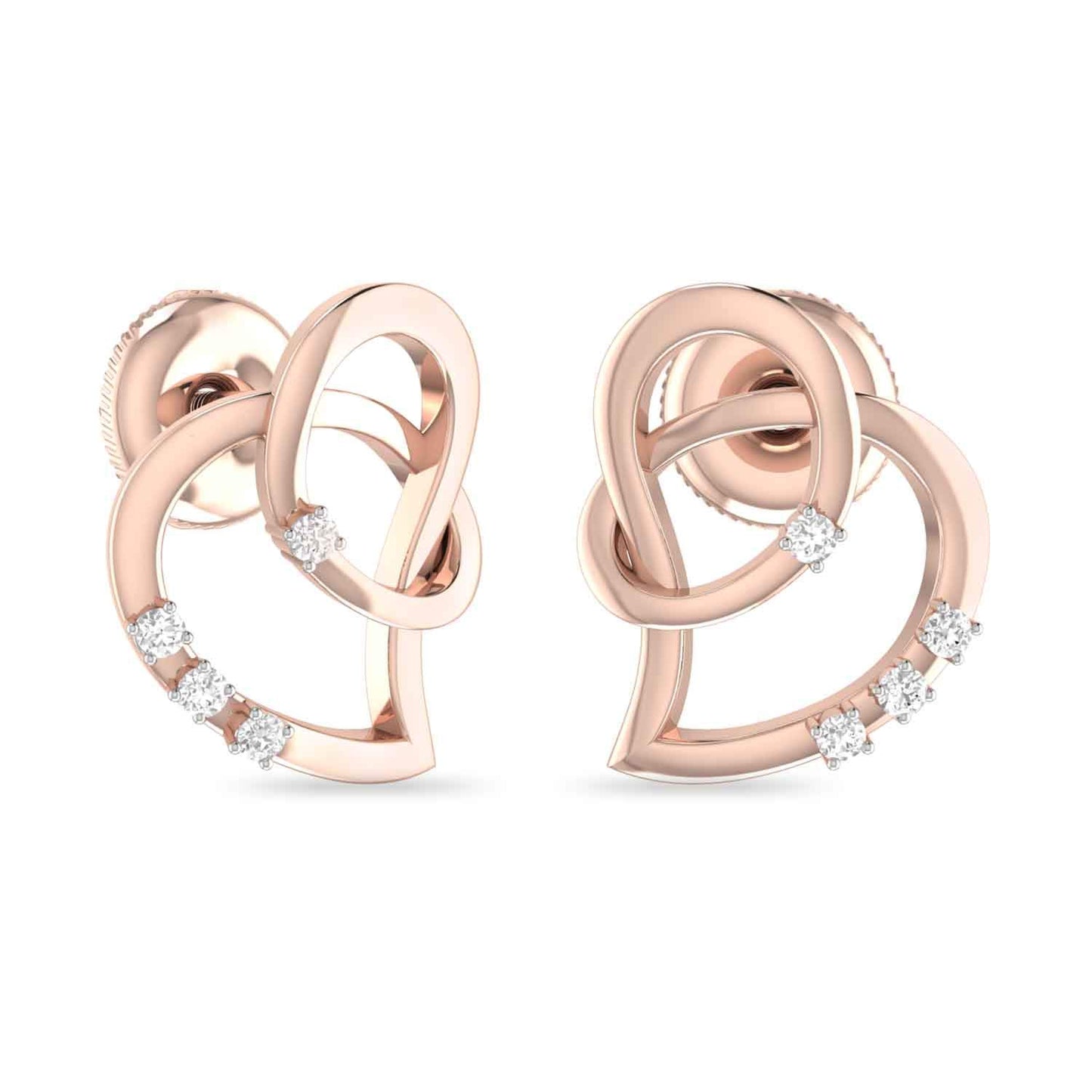 Aucent by PC Jeweller The Yalissa Heart 18k Yellow Gold and Diamond Earrings