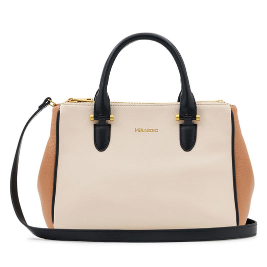 Miraggio Blair Solid Structured Handbag with Adjustable and Detachable Sling Strap for Women | Satchel Bag For Women | Stylish Ladies Purse (Ivory)