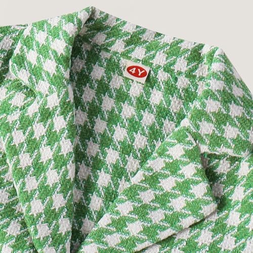 Hoscotch Girls Houndstooth Green Full Sleeves Skirt Set For Ages (3-4 Years)