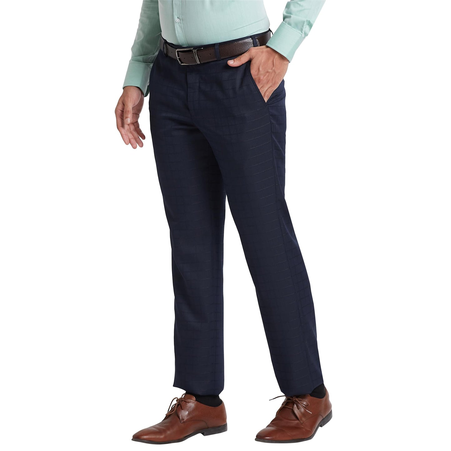 Park Avenue Men's Smart Fit Casual Pants (PMTX07256-B5_Medium Blue