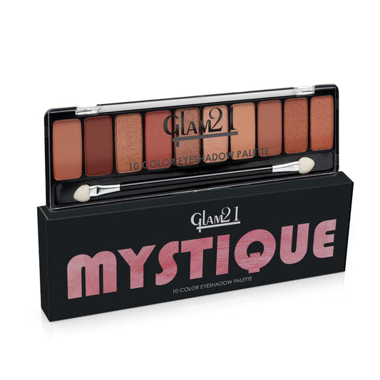 Glam21 Mystique 10 Color Eyeshadow Palette |Long-Lasting | Smudge Free | Long Wearing And Easily Blendable Eye Makeup Palette Matte, Shimmery And Metallic Finish