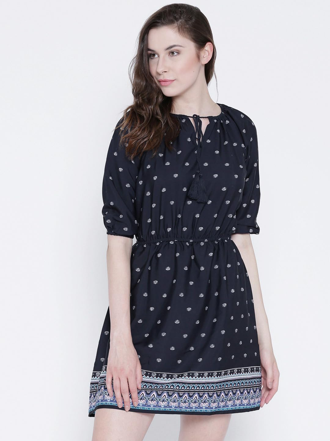 Sera Classics Women Navy Blue Boho Dress