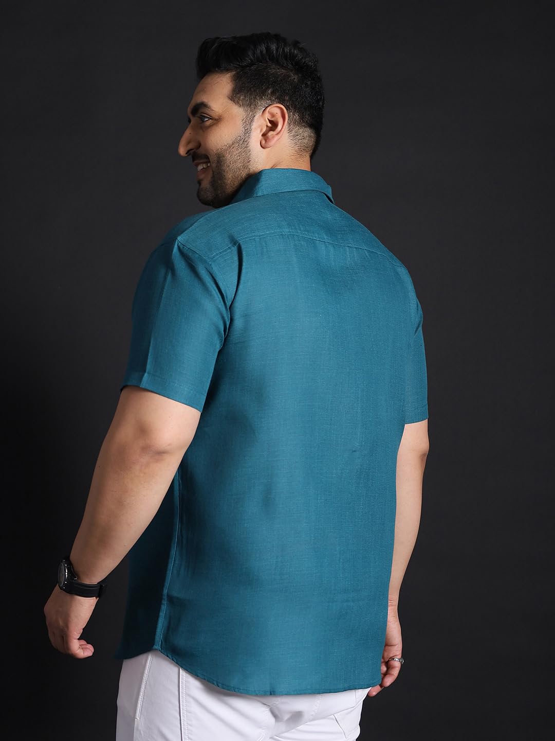 Bigbanana Plus Size Men's Regular Fit Solid Shirt (Britain-Teal,Teal,5XL)