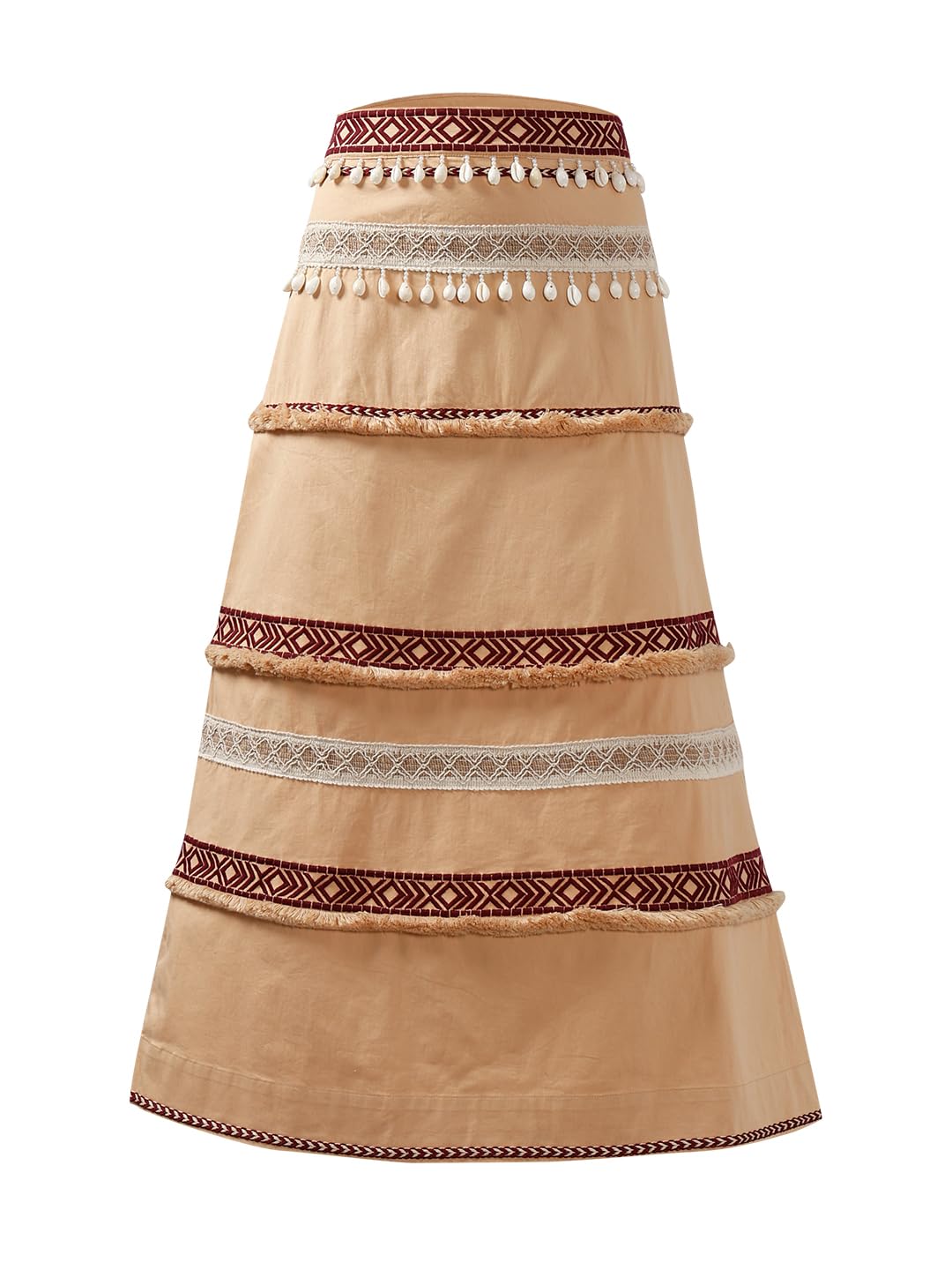 VERO MODA Women's Flared High Rise Beige Skirt