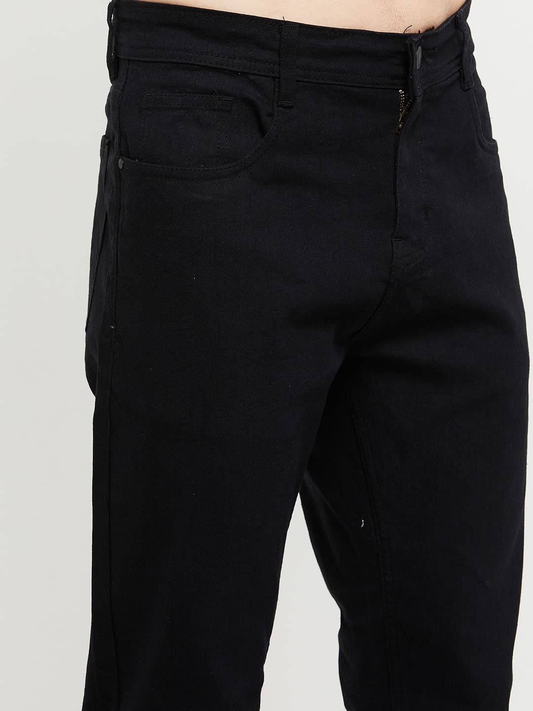 Max Men's Ankle Length Solid Carrot Fit Mid Rise Jeans (Black_34)