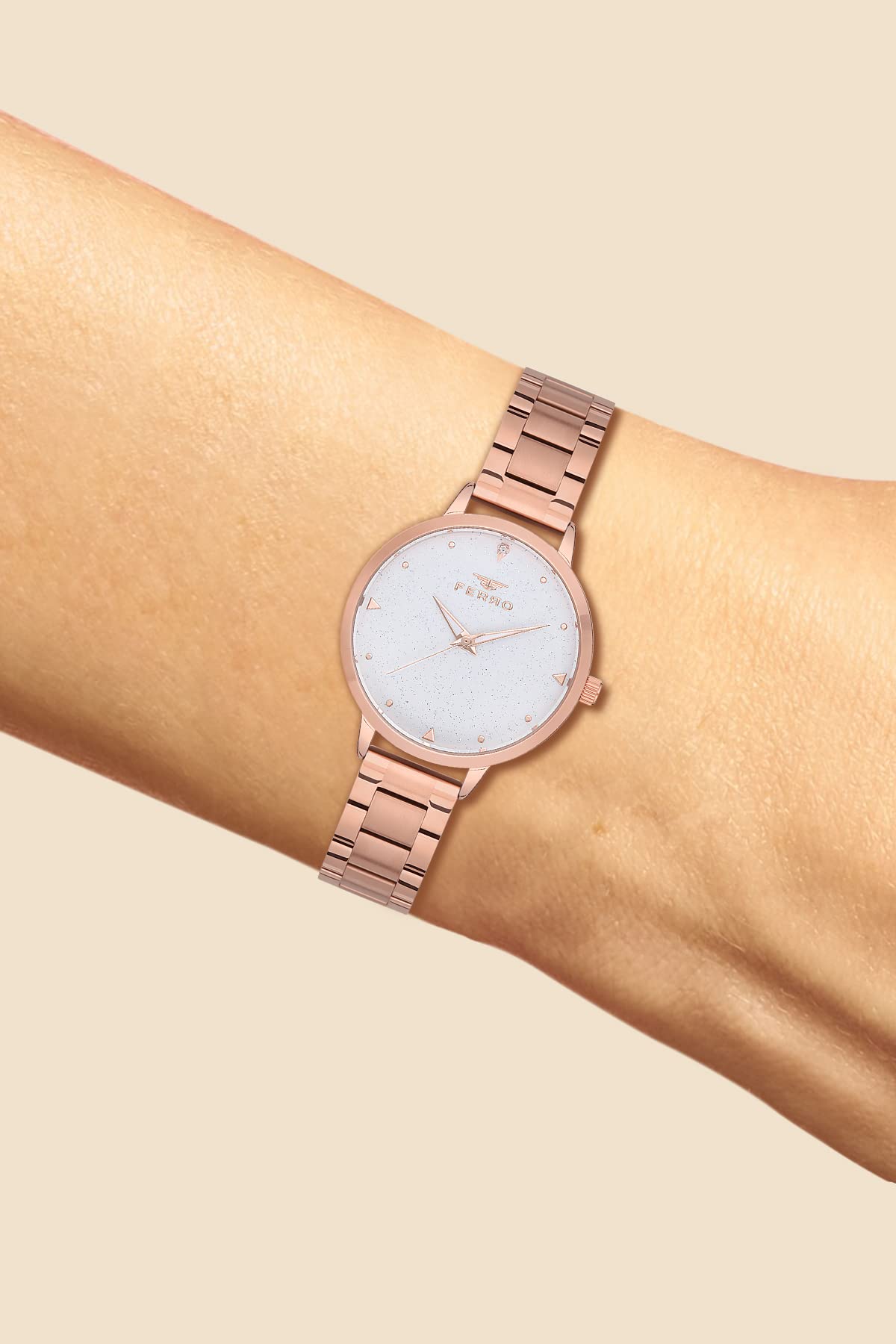 Ferro Analog Silver Dial Women's Watch-F21076A-116-C