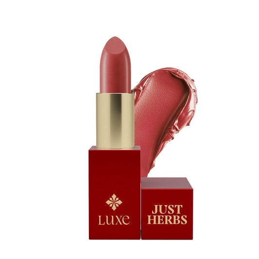 Just Herbs Luxe Satin Melt High Shine Lipstick | Luxury Makeup | Ayurvedic Formula | Long Lasting Shine | Ayurvedic Lipstick – 4 gm (01 PEACH SERENADE)