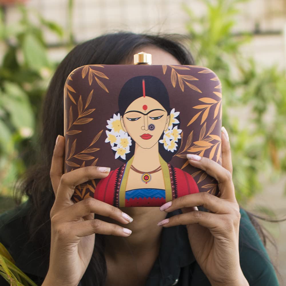 Artklim The Portrait of Indian Women Printed Clutch