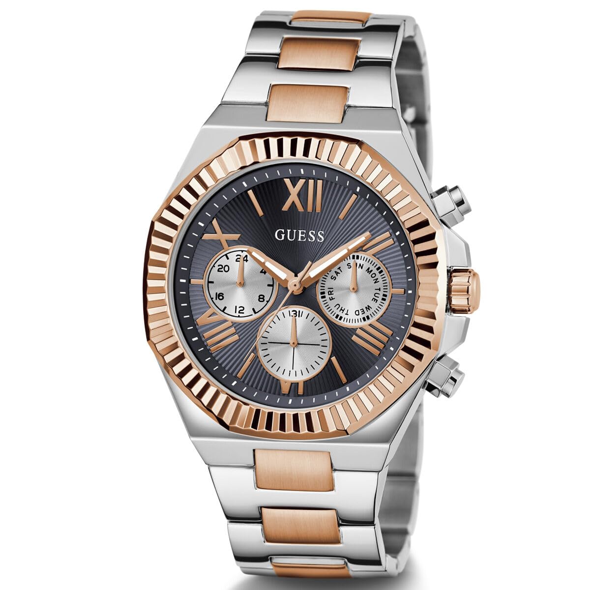 GUESS Stainless Steel Analog Navy Blue Dial Men's Watch-Gw0703G4, Band Color-Two-Tone