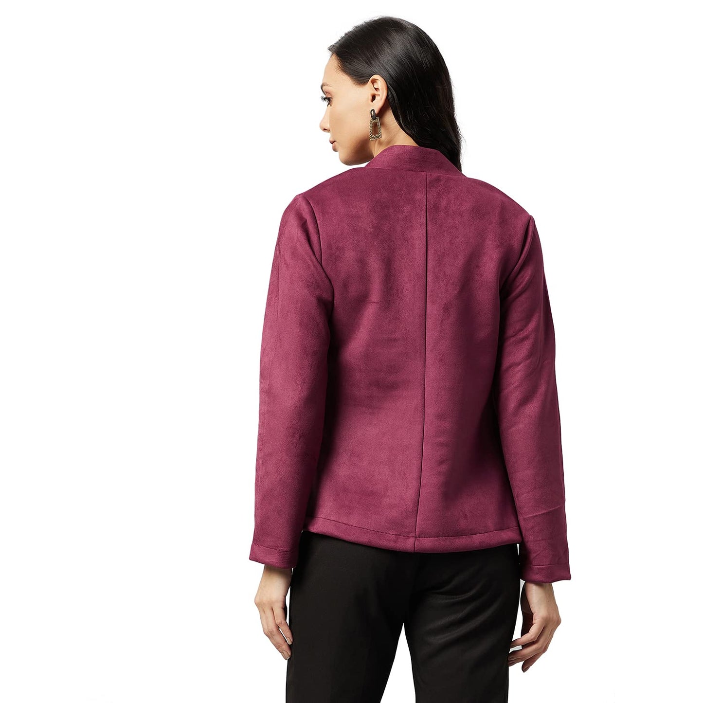 Marie Claire Women's Casual Suede Shrug Sweater (MC2314_Maroon_L)