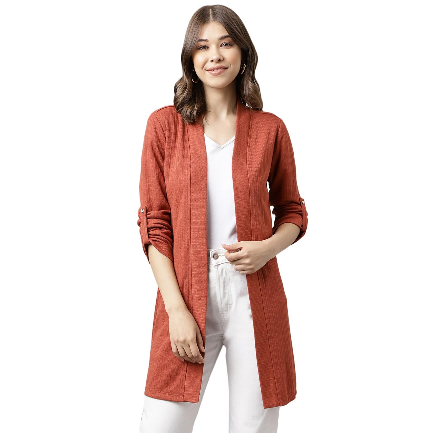 Latin Quarters Women Rust Viscose Rayon Shrug