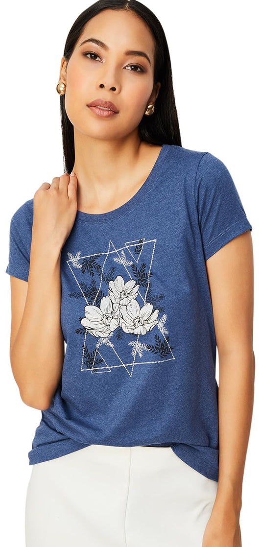 Max Women Graphic Printed T-Shirt (WI23CCP30BLUE)_L