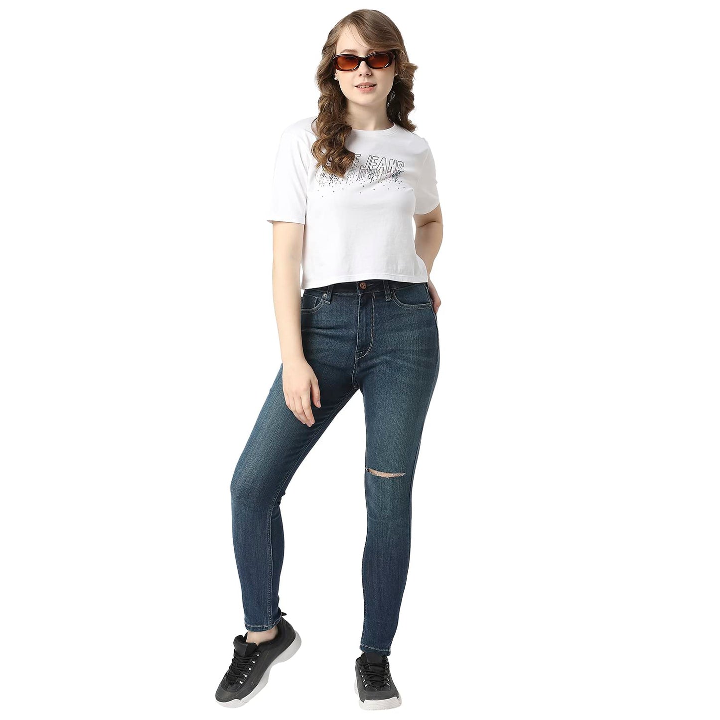Pepe Jeans Women's High Rise Skinny Fit Jeans Blue