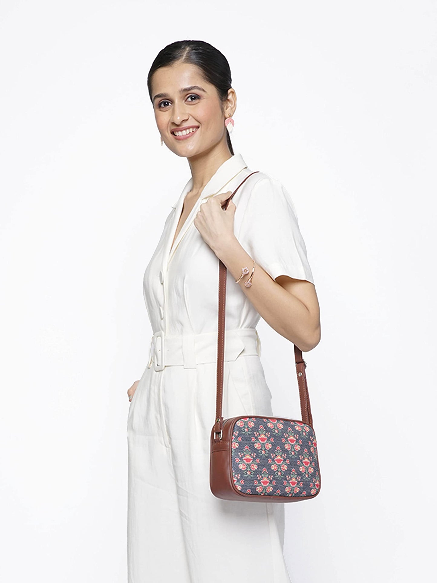 ZOUK Sling Bag | Crossbody Bags for Women | Women's Handbags | Stylish | Vegan Leather Evening Bag | Travel & Office Use | Purse and Wallet | Mughal Garden Print Print