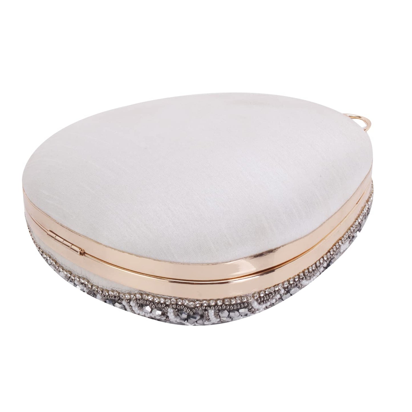 SWISNI Grey Elegant grey embroidered almond shape clutch II Women's Traditional Designer Clutch For Women & Girls II EMBROIDERED CLUTCHES