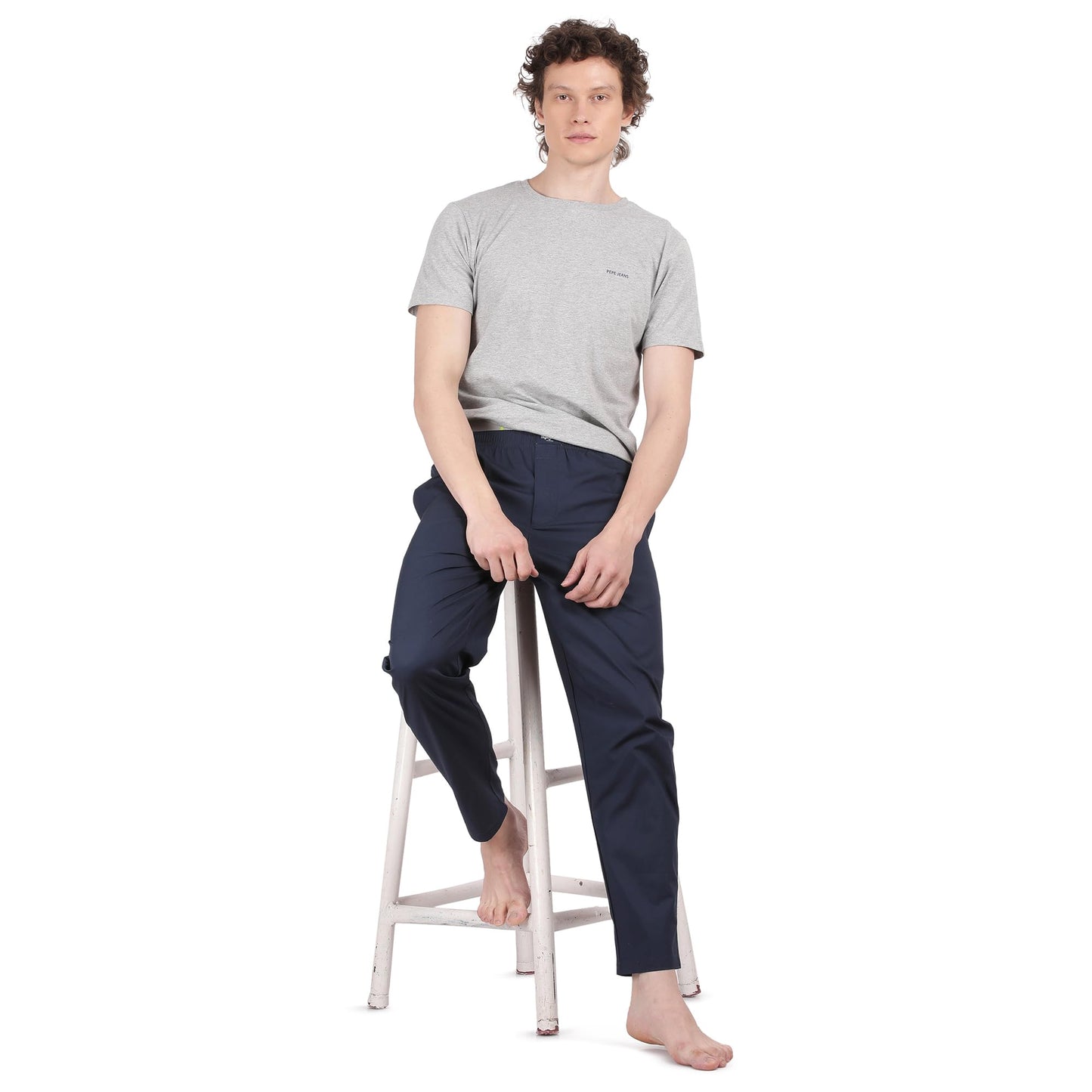 Pepe Jeans Men's Solid Woven Pyjama - Navy - Medium