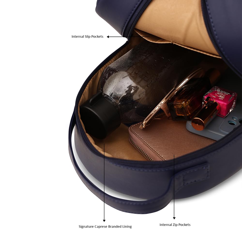Caprese Trinity Fashion Backpack Medium Navy Solid Women's Bag