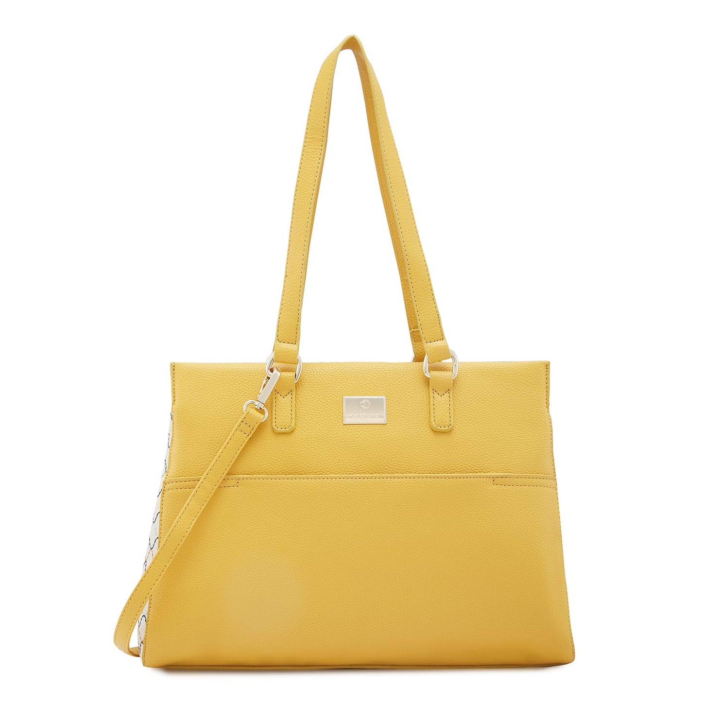 Caprese Shane Satchel, Yellow-Large | Sleek Solid Designed Shoulder Bag for Women with Adjustable Sling Strap | Easy Back Access Pocket & Spacious | Perfect for College & Office Use